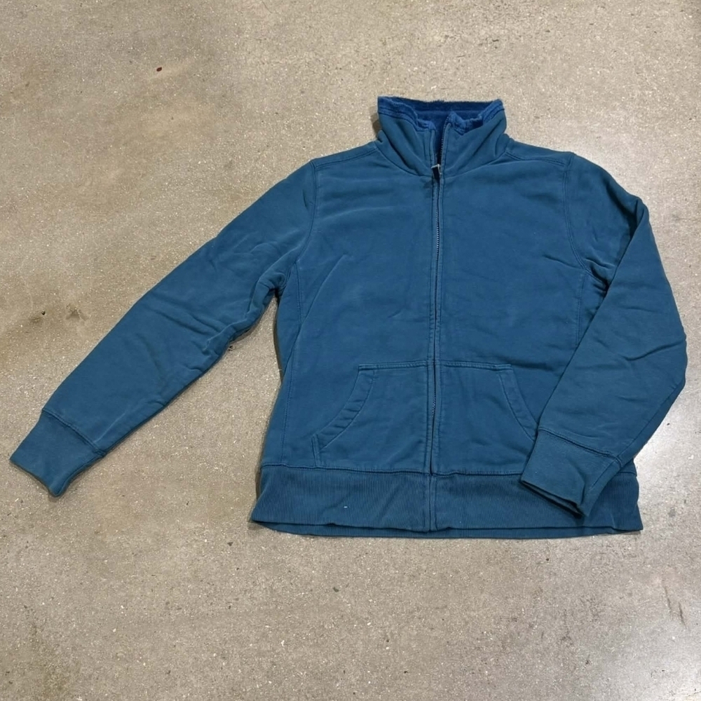 L.L. Bean Teal Full Zip Sweatshirt Women's Medium M Front Pouch Pockets Casual